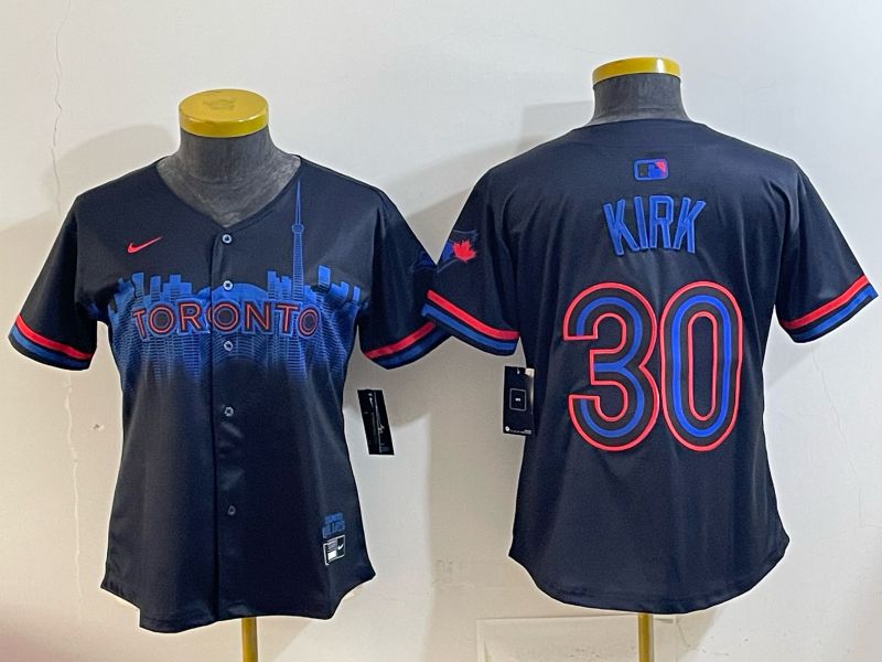 Women 2025 Toronto Blue Jays #30 Kirk black Joint Name Nike MLB Jersey style 002->women mlb jersey->Women Jersey